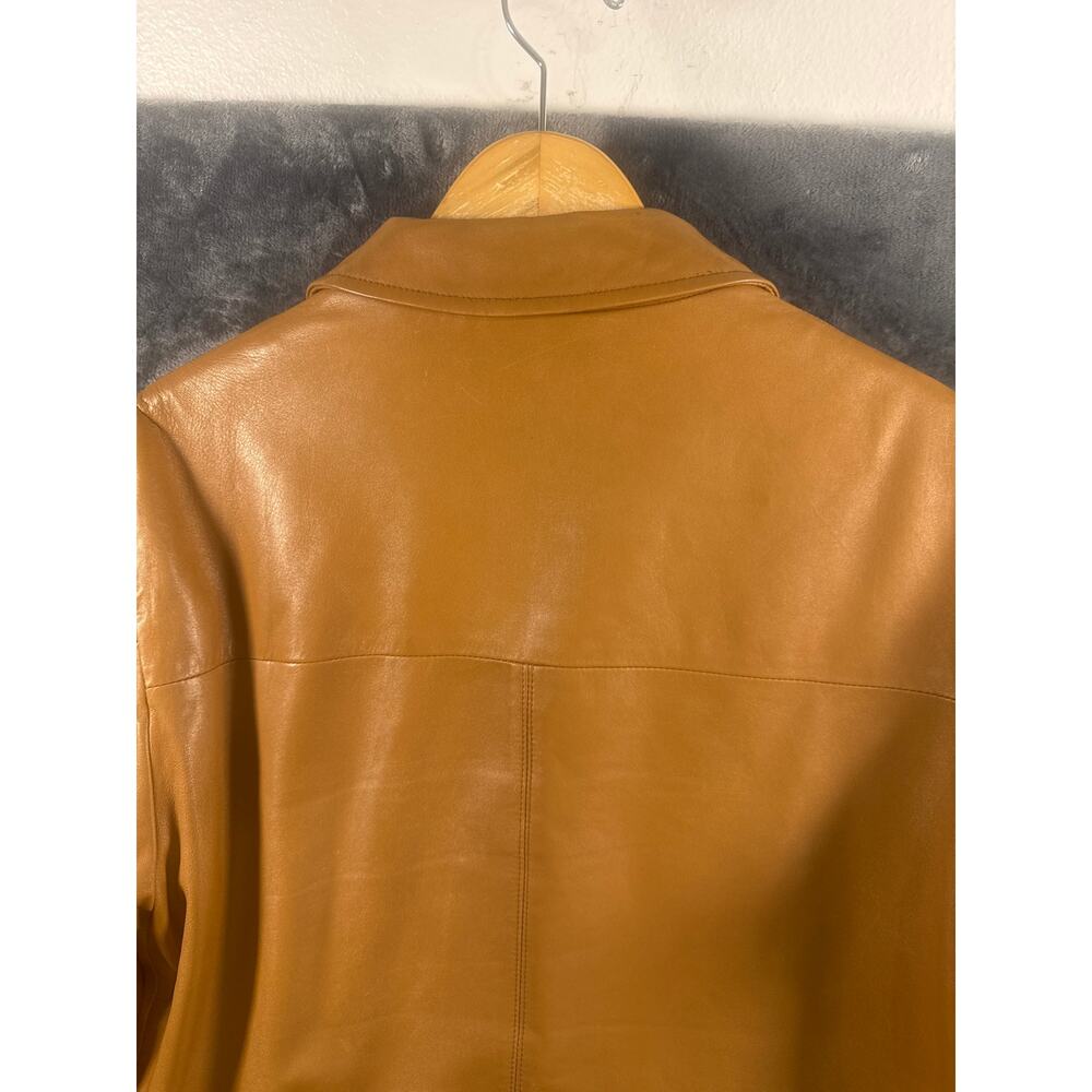 Designer x Burberry London x VTG Y2K Tan Leather Bomber Jacket Men’s EU 52/US L - Picture 15 of 16